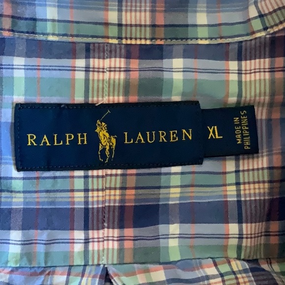 LS Blue Plaid Men’s Polo XL - Picture 2 of 3